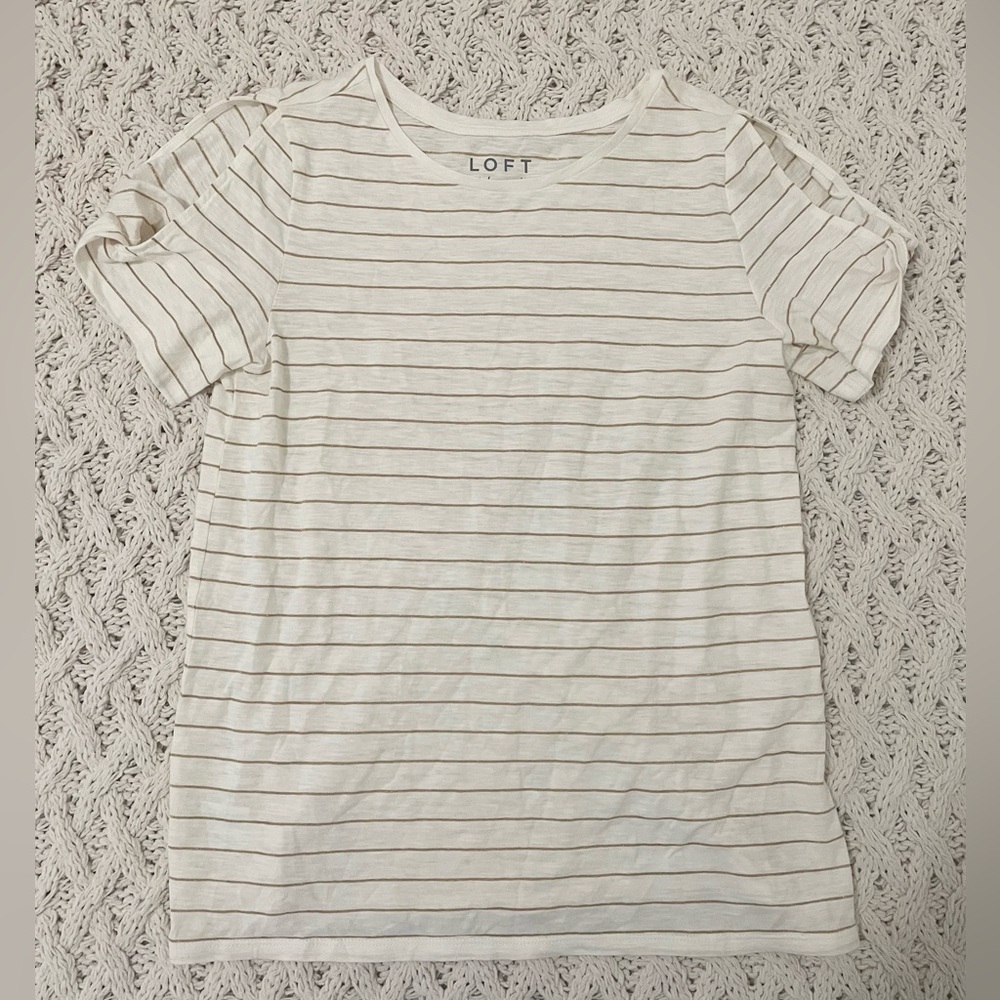 Cream and Gold Striped Tee